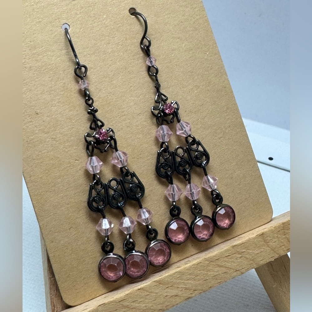 Antique style Pink Chandelier earrings